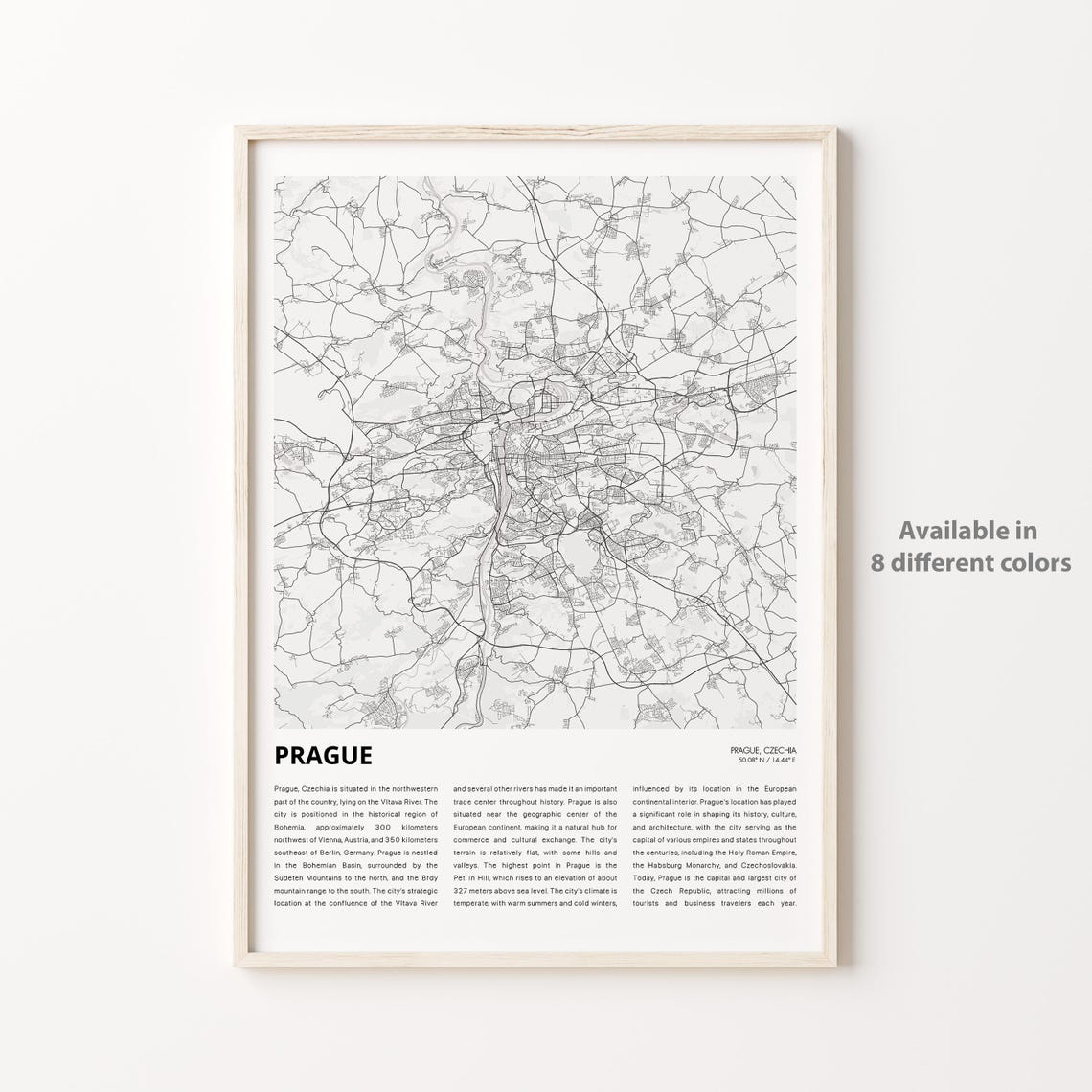 Prague Czechia City Map Minimalist Black And White Travel Poster