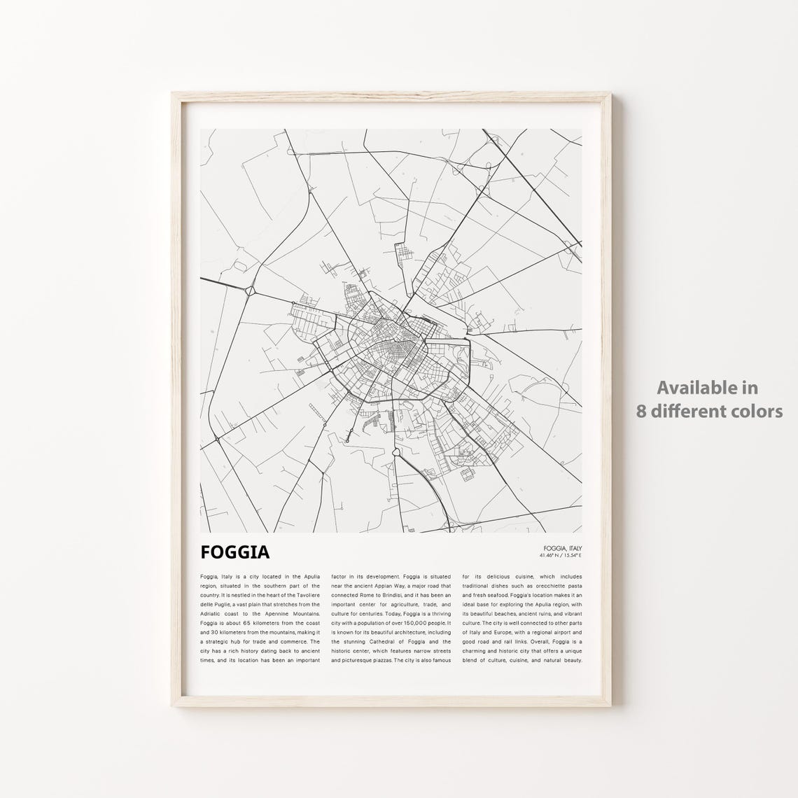 Foggia Map Print Travel Wall Decor Art Housewarming Gift
