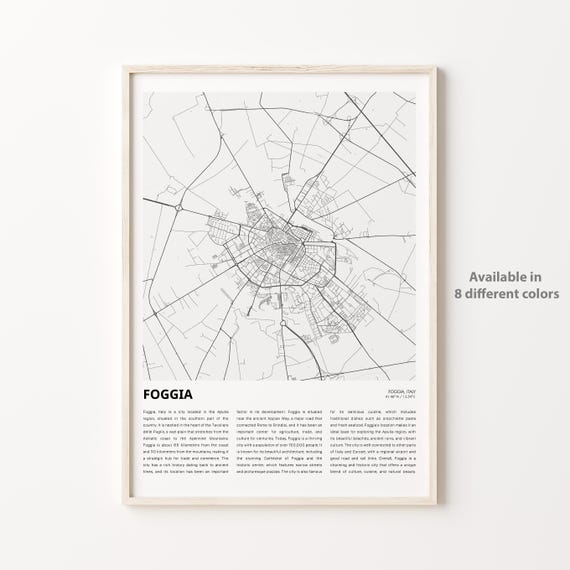 Foggia Map Print Travel Wall Decor Art Housewarming Gift