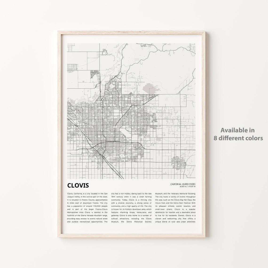 Clovis Map Print, Travel Wall Decor Art