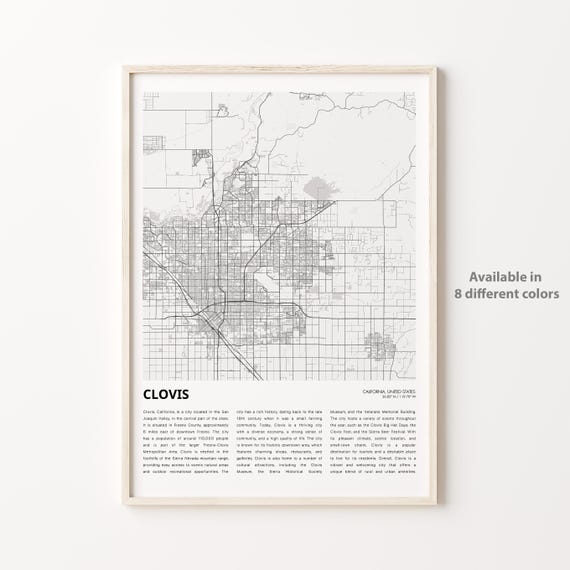 Clovis Map Print, Travel Wall Decor Art