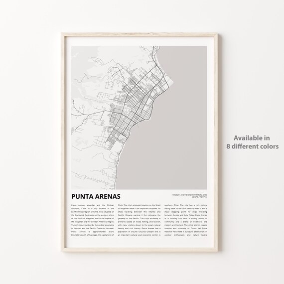 Punta Arenas Chile Magellan Antarctic Minimalist City Map Art Poster
