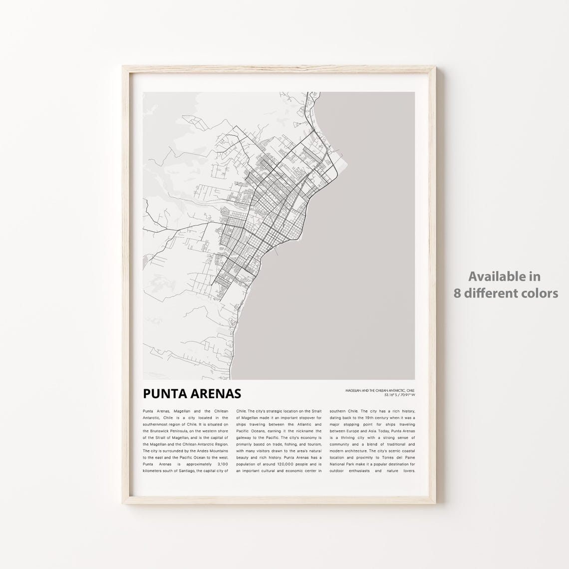 Punta Arenas Chile Magellan Antarctic Minimalist City Map Art Poster