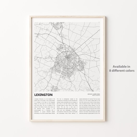 Lexington Kentucky City Street Map Minimalist Bluegrass Travel Poster