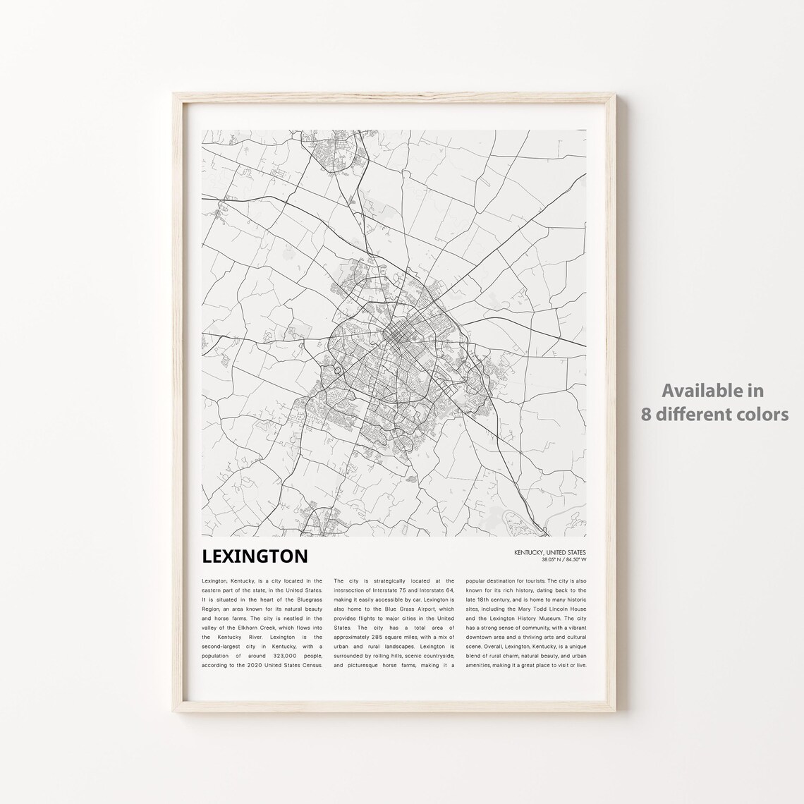 Lexington Kentucky City Street Map Minimalist Bluegrass Travel Poster