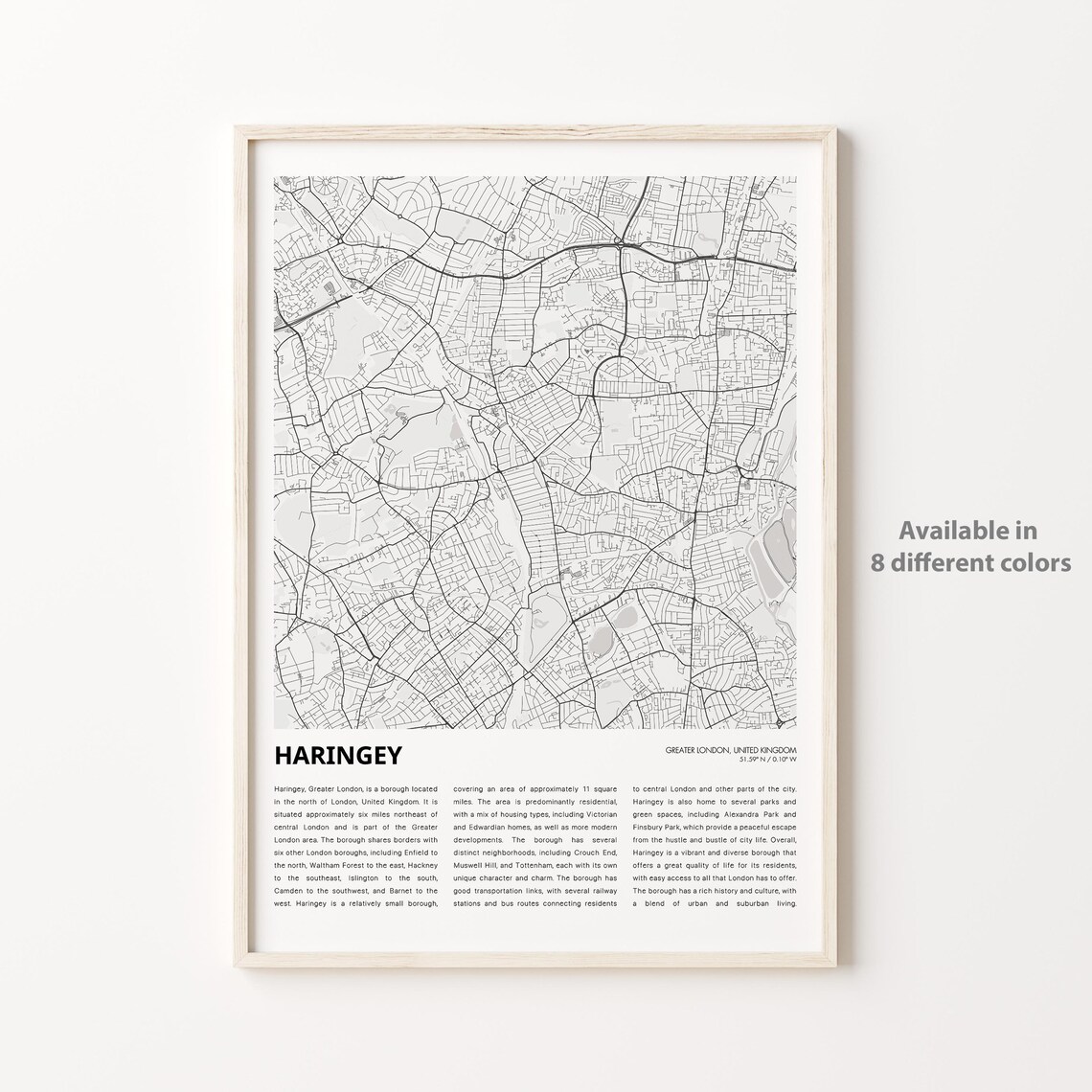Haringey Map Print, Greater London Travel Poster