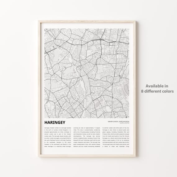Haringey Map Print, Greater London Travel Poster