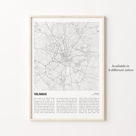 Vilnius Lithuania Capital City Minimalist Street Map Art Poster