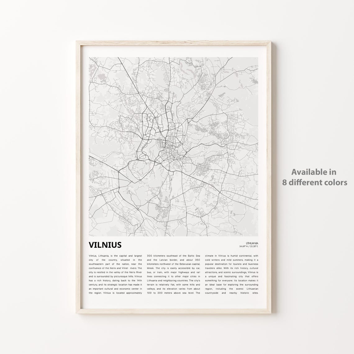 Vilnius Lithuania Capital City Minimalist Street Map Art Poster