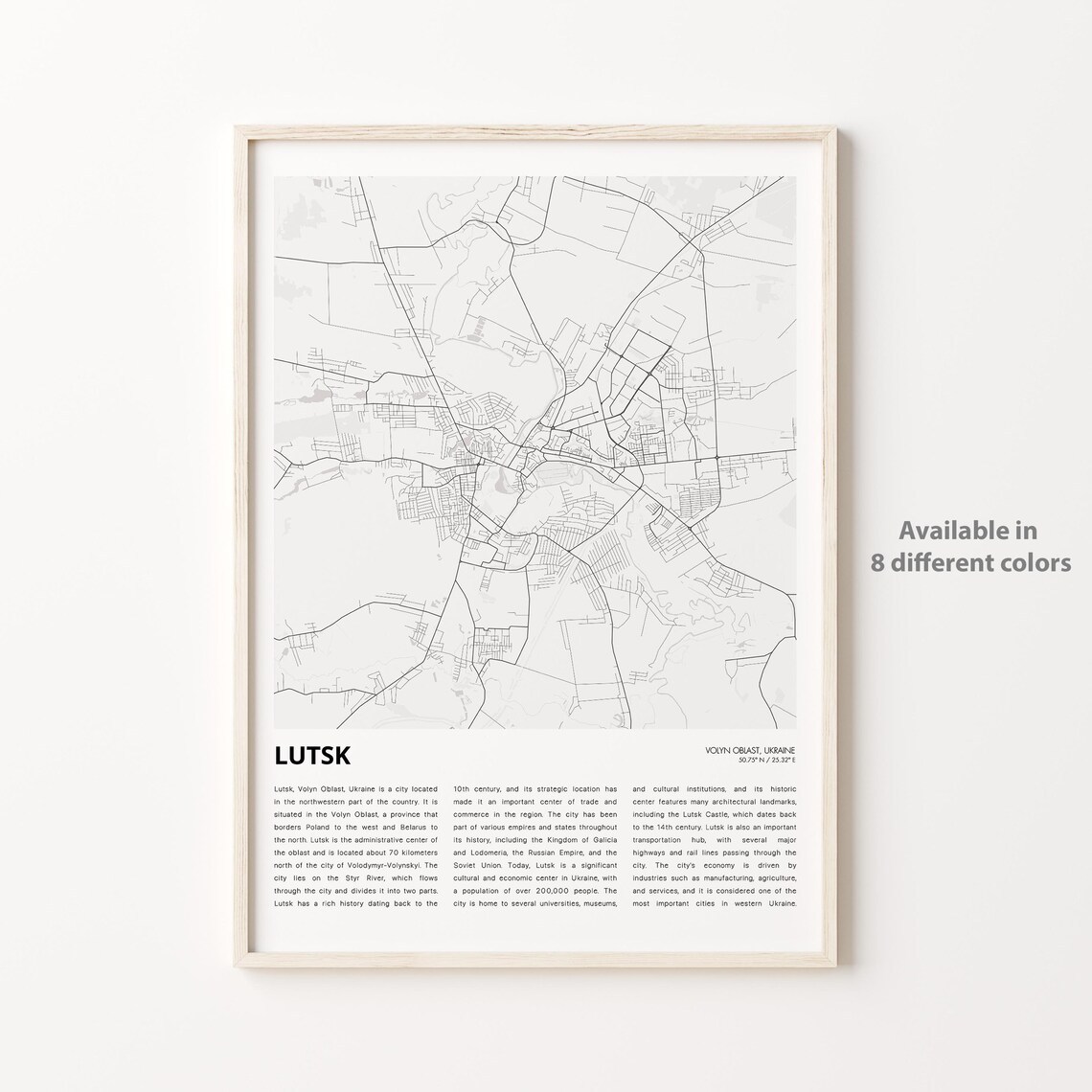 Lutsk Volyn Ukraine Minimalist City Street Map Travel Poster