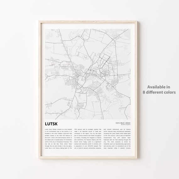 Lutsk Volyn Ukraine Minimalist City Street Map Travel Poster