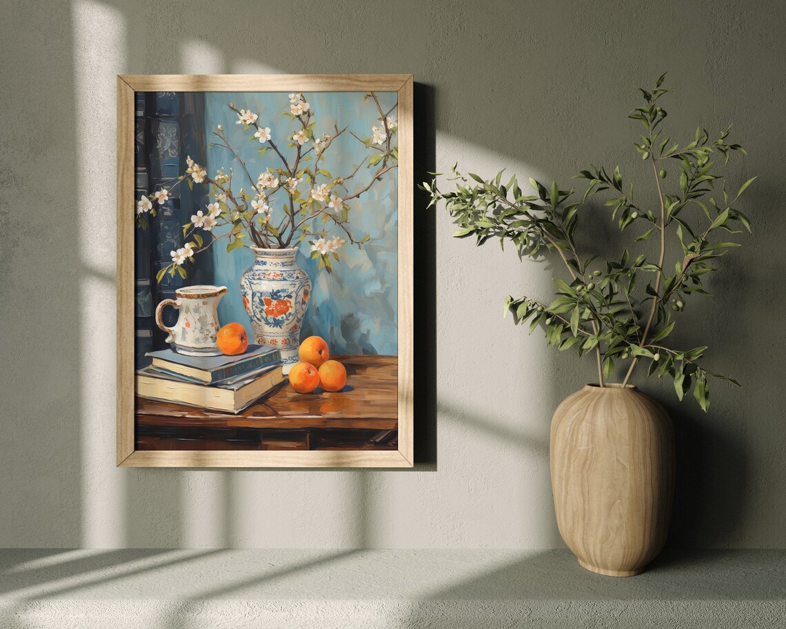 Mediterranean Still Life Vase Art Print, Vintage Rustic - Image 4