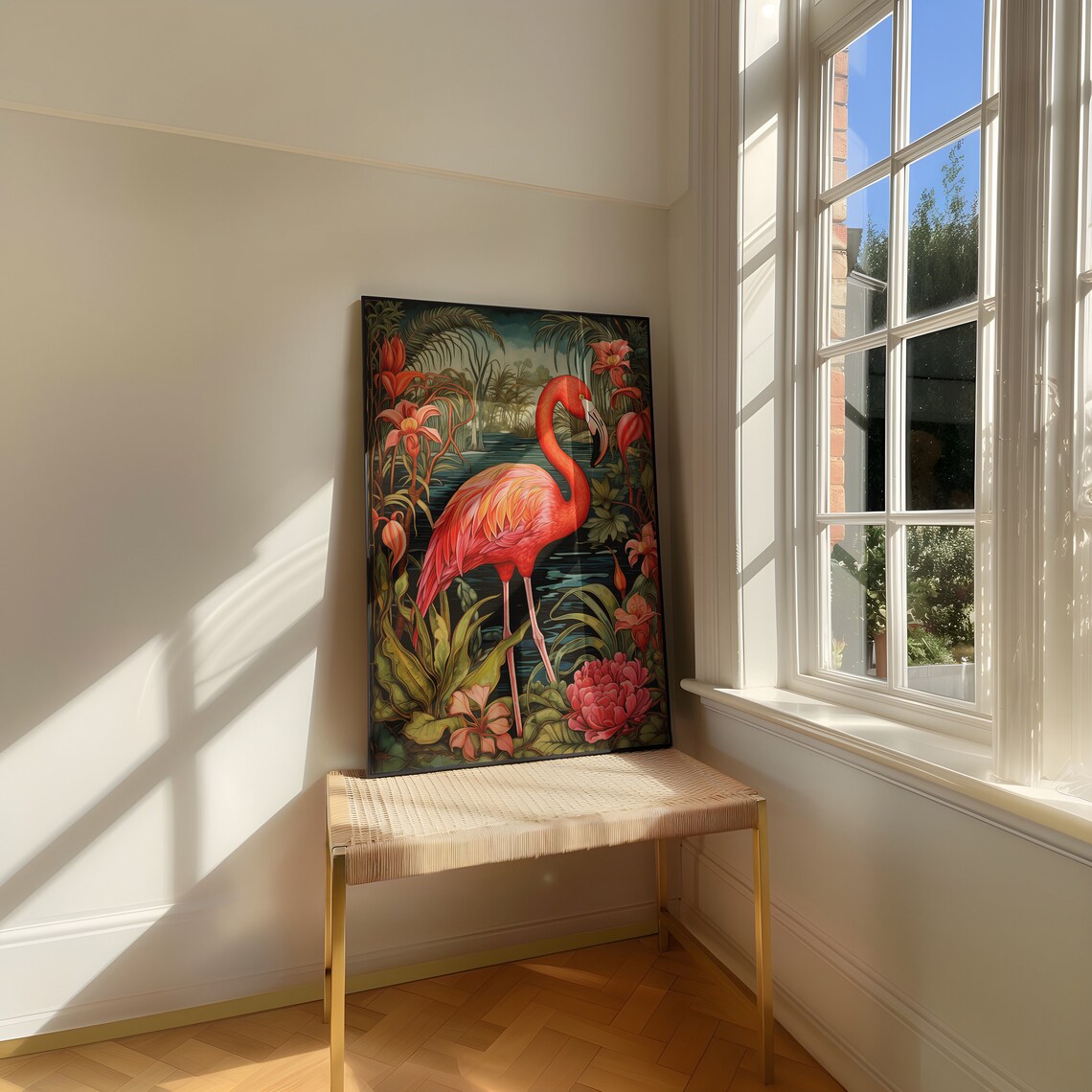 Botanical Flamingo William Morris Style Art Print - Image 2
