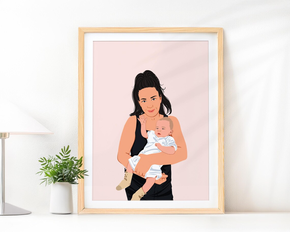 Custom Faceless Aunt Portrait, Personalized Art Print