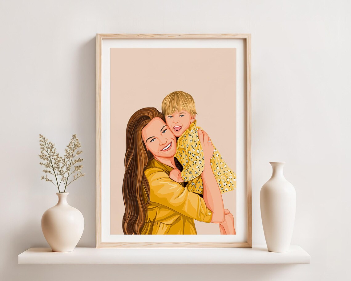Personalized Family Illustration, Mother's Day Gift