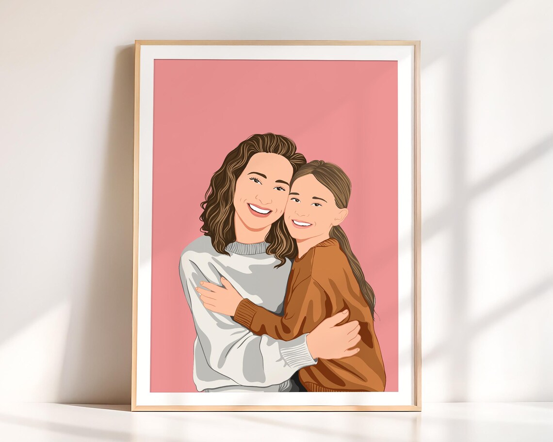 Custom Faceless Aunt Portrait, Personalized Art Print - Image 3