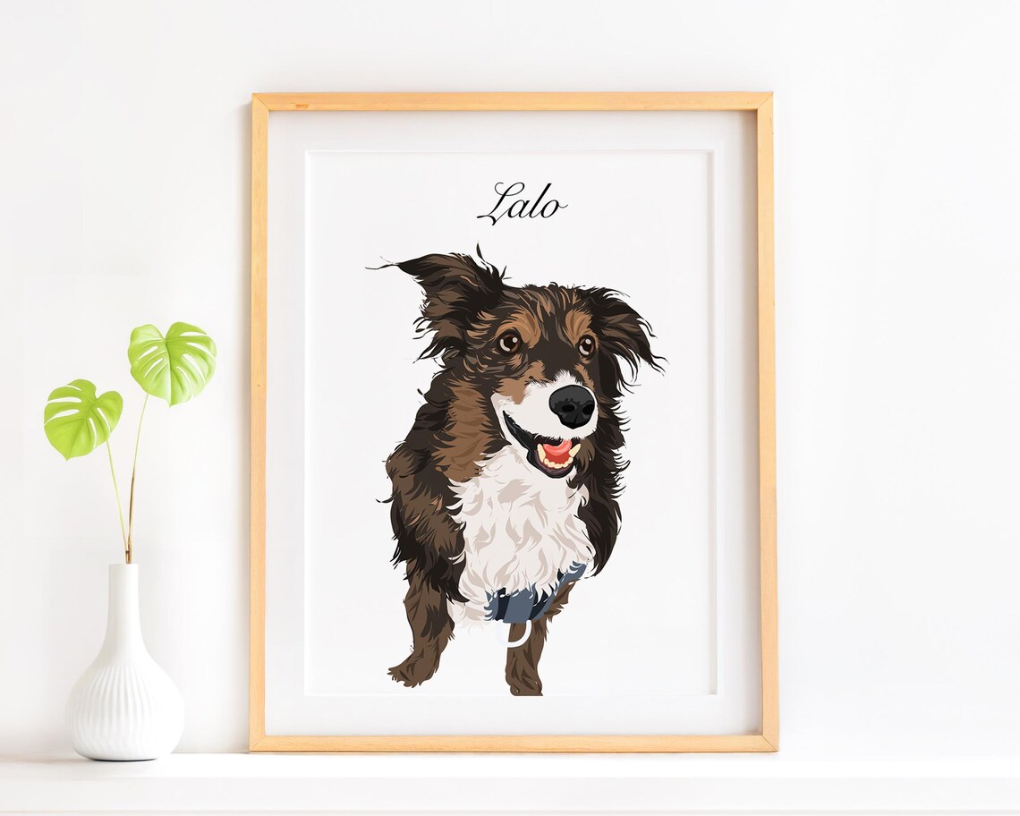 Custom Dog Portrait, Personalized Pet Memorial Art Print
