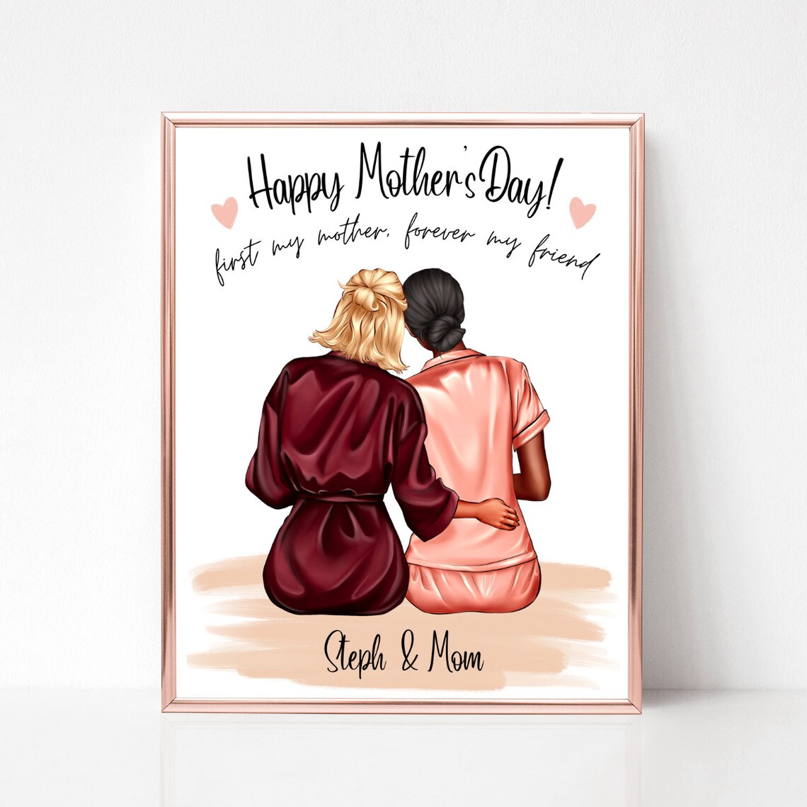 Mother Daughter Pajamas Happy Mothers Day Custom Portrait Poster - Image 5