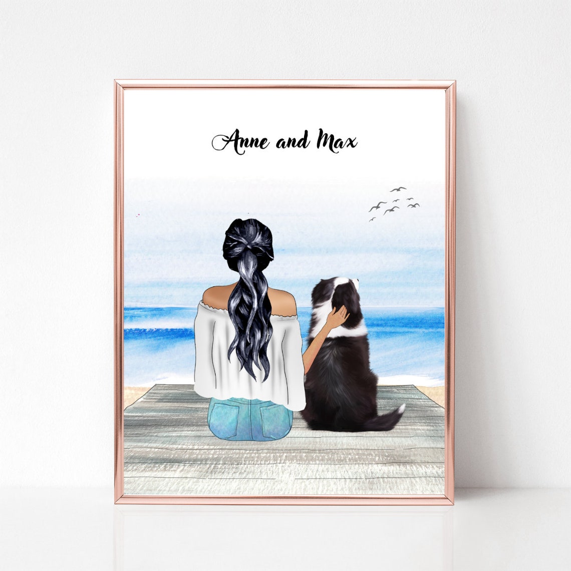 My Dog And Me Portrait Custom Dog Mom Print Dog Mom Gift Gift For Dog Mom Dog Lover Print Personalized Dog Gifts Dog Mom Print
