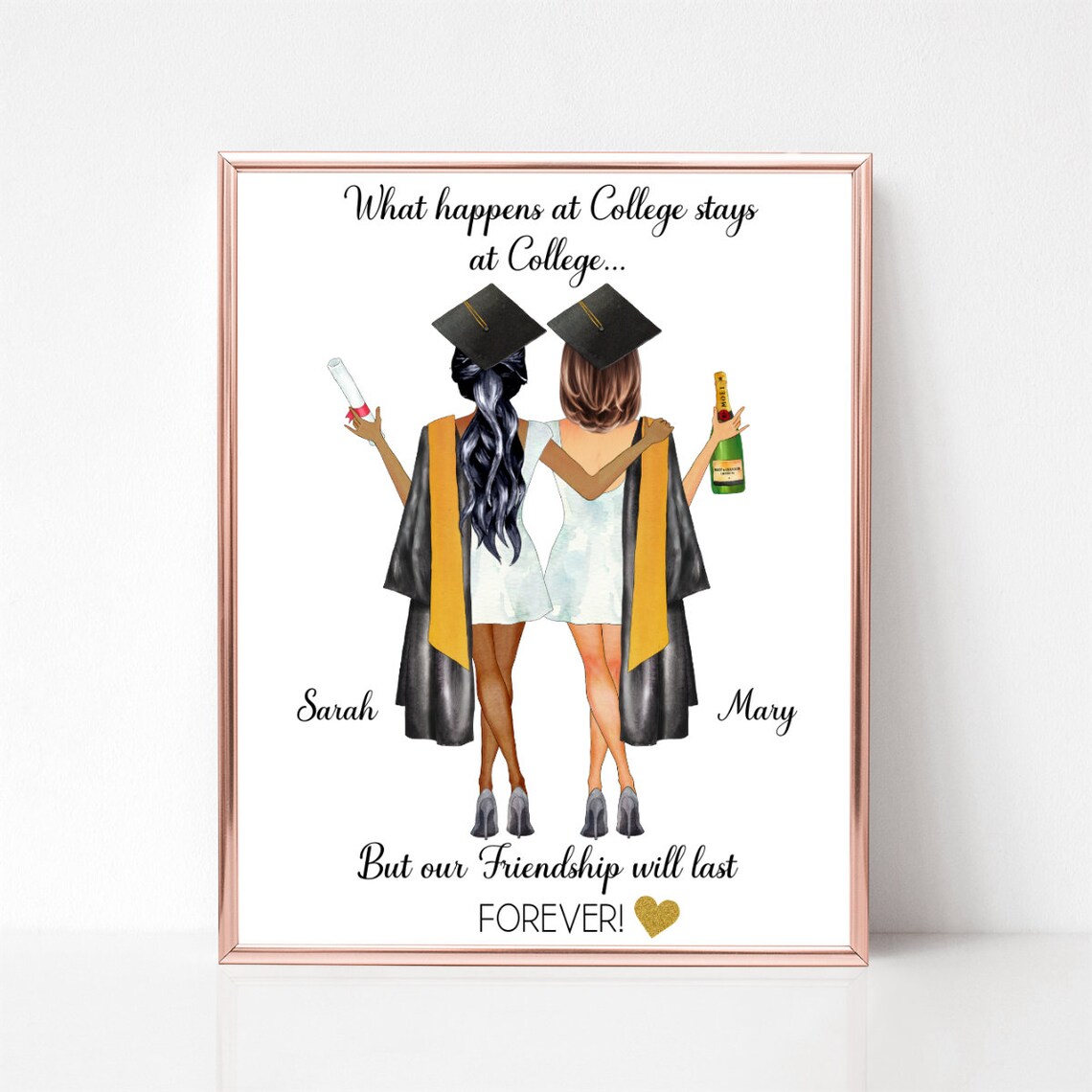 College Graduation Best Friends What Happens At College Poster - Image 3