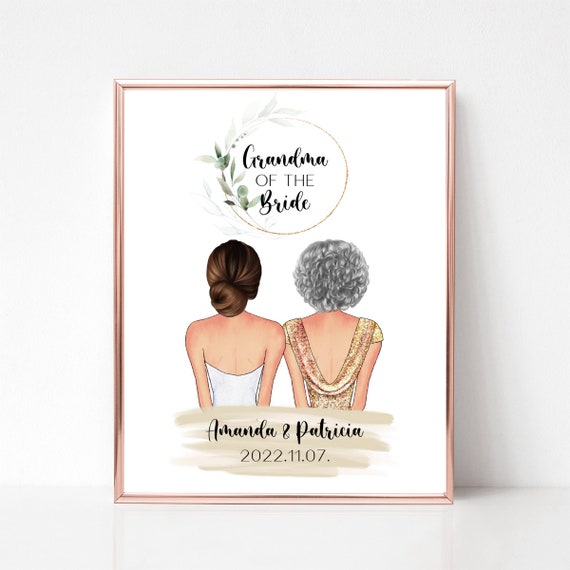 Grandma Of The Bride Custom Portrait Personalized Wedding Gift Poster For Her