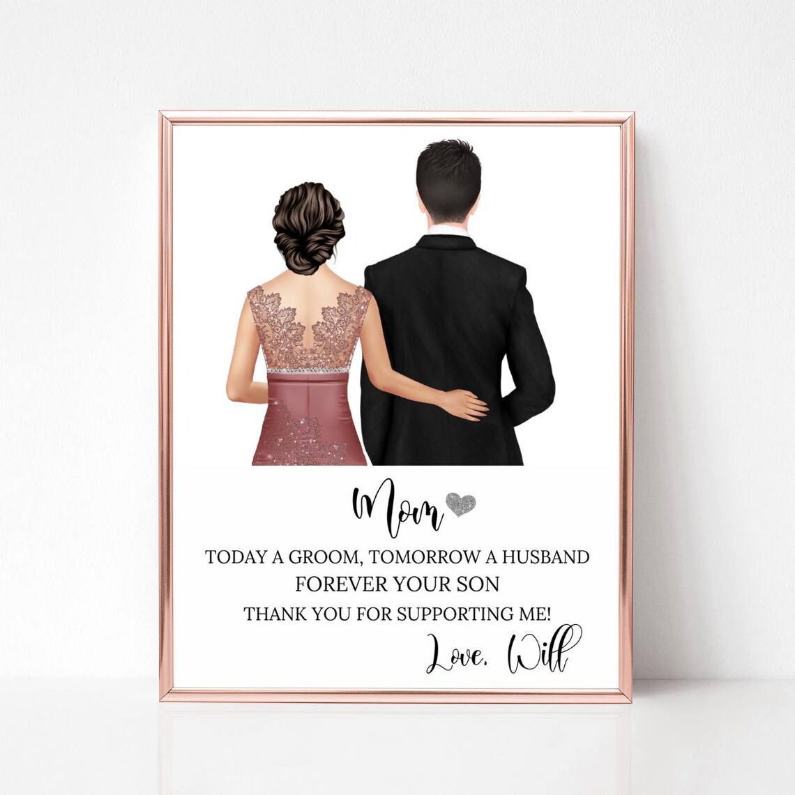 Mother of the Groom Thank You Note Son Wedding Portrait Poster
