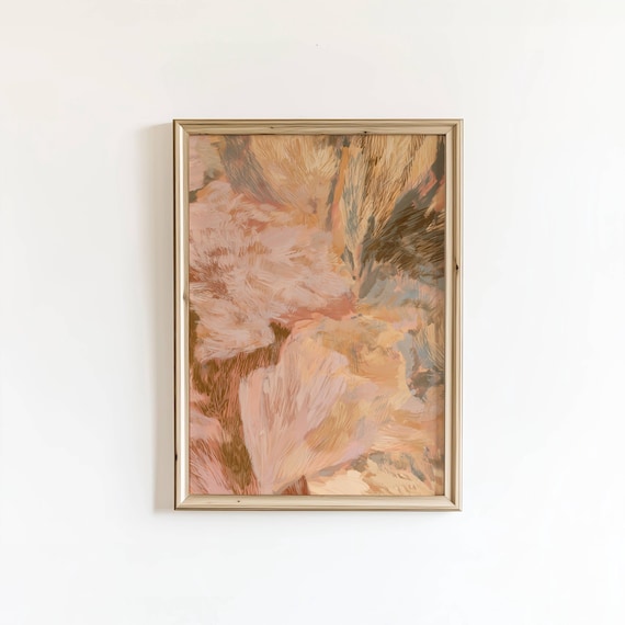Pink Abstract Wall Art Neutral Tones Poster Serene Contemporary Decor For Modern Home Physical Print