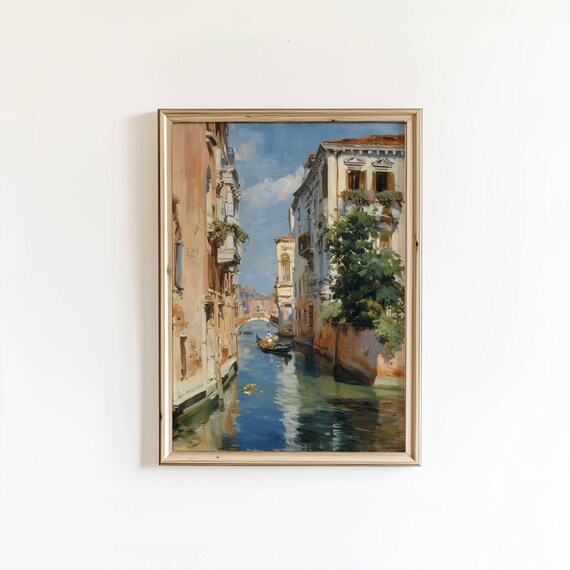 Venice Canal Gondola Impressionist Italian Cityscape Travel Poster