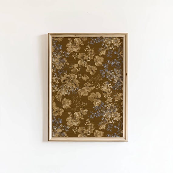 Vintage Floral Tapestry Print Fall Art Moody Tones Cottagecore Flower Wall Digital Download