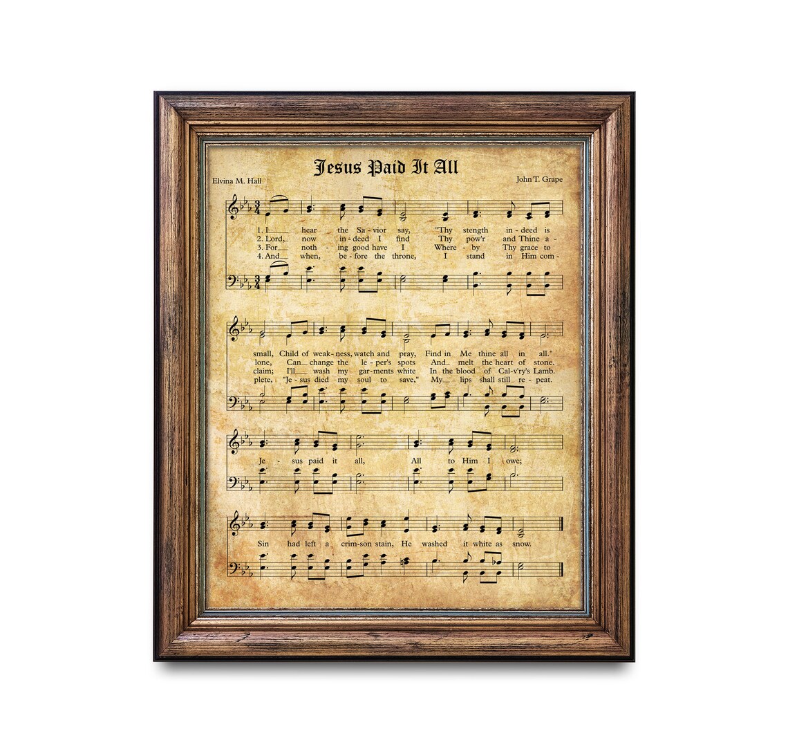 Jesus Paid It All - Vintage Hymnal Sheet Music