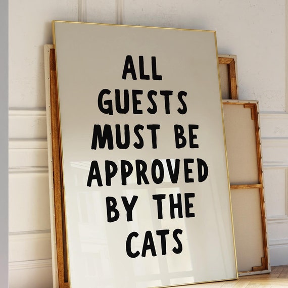 Funny Cat Retro Typography Art Print, Cat Owner Gift