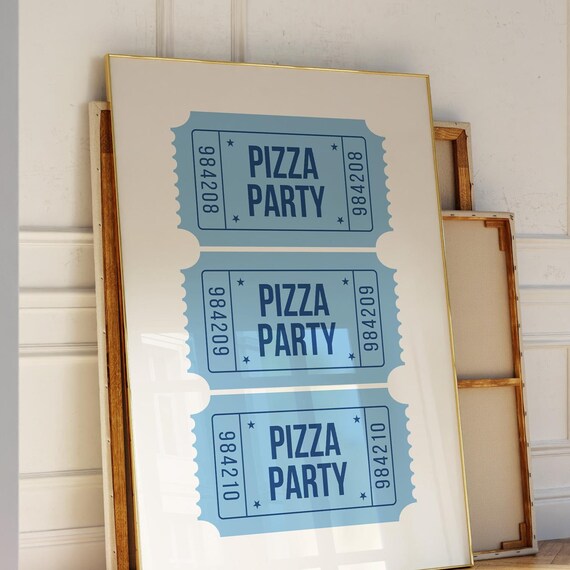 Pizza Party Print Ticket Stub Wall Art Cute Pizza Poster Trendy Kitchen Decor Modern Food Poster Pizza Lover Print 1 Print