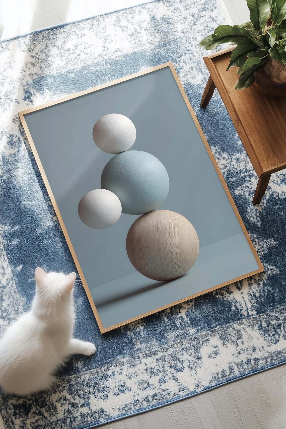 Minimalist Abstract Balance Of Spheres Neutral Tones Wall Art For Modern Calm Interiors