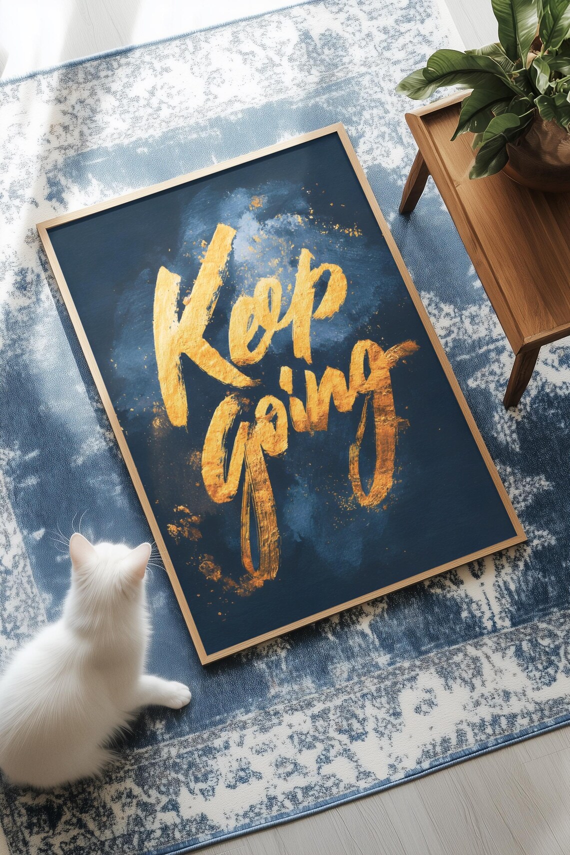 Keep Going Motivational Print Elegant Brush Script Home Office Decor