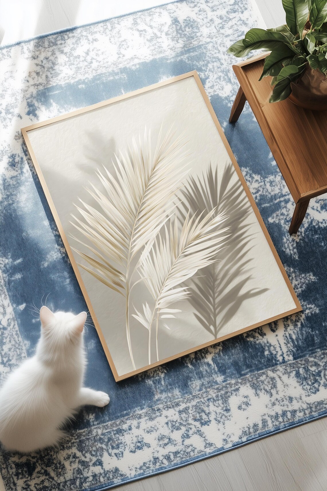 Monochrome Palm Leaf Print Elegant Shadows Minimalist Wall Art