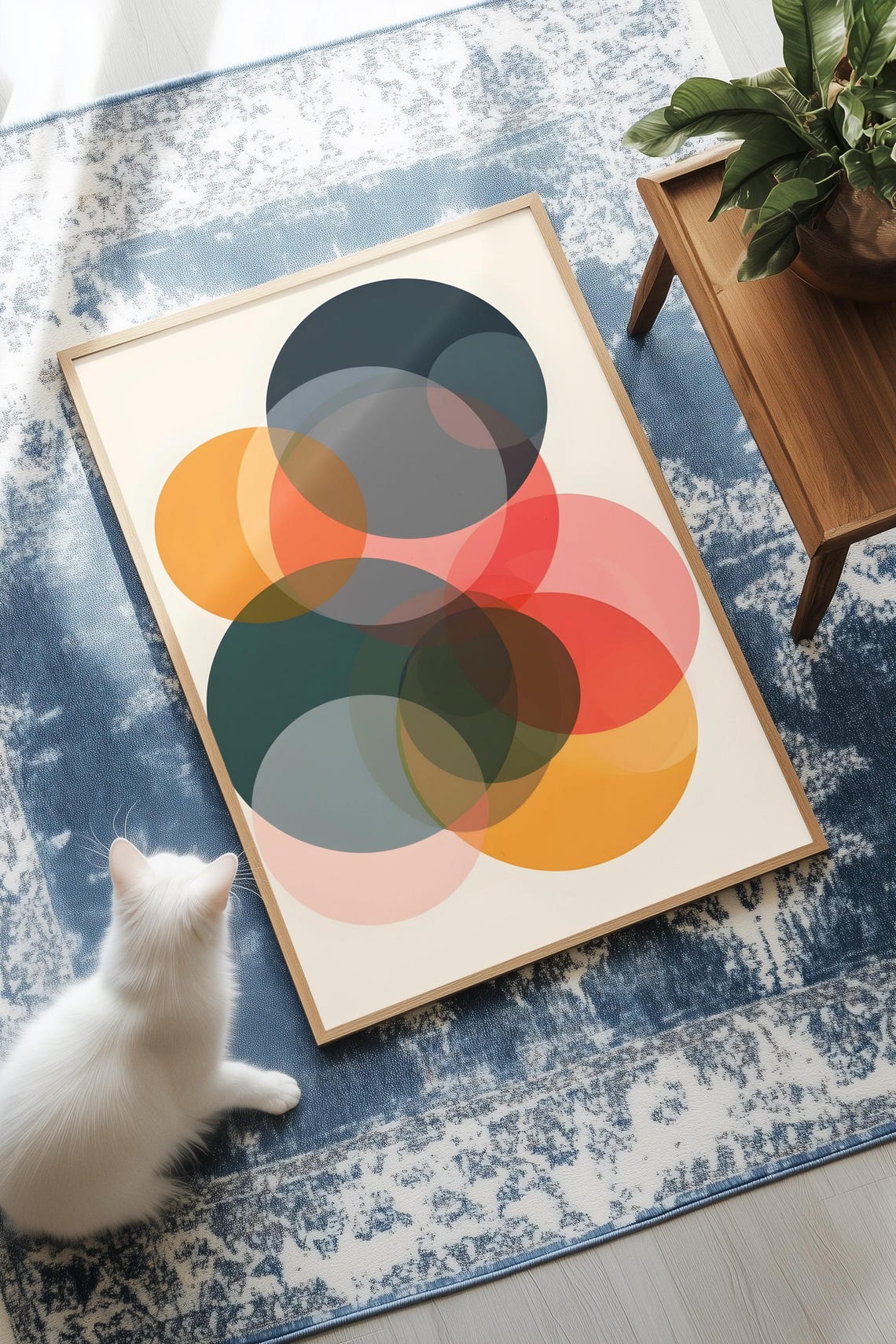 Overlapping Colorful Circles Bold Abstract Geometric Art Poster