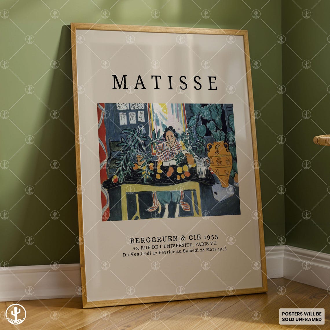 Henri Matisse 1953 Paris Exhibition Interior Plants Art Gallery Poster