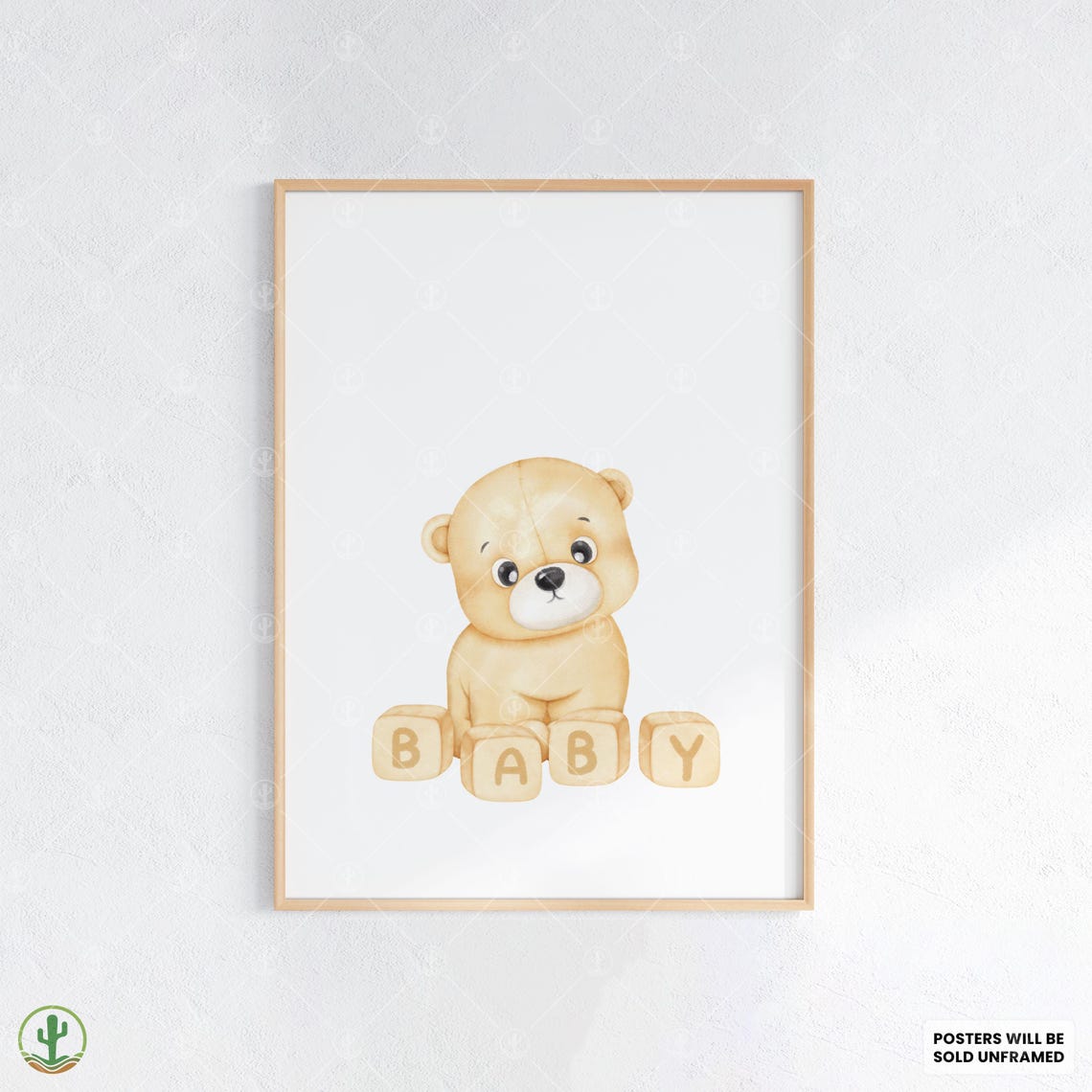 Minimal Teddy Bear Poster Nursery Wall Art Print Cute Baby Room Decor Animal Kids