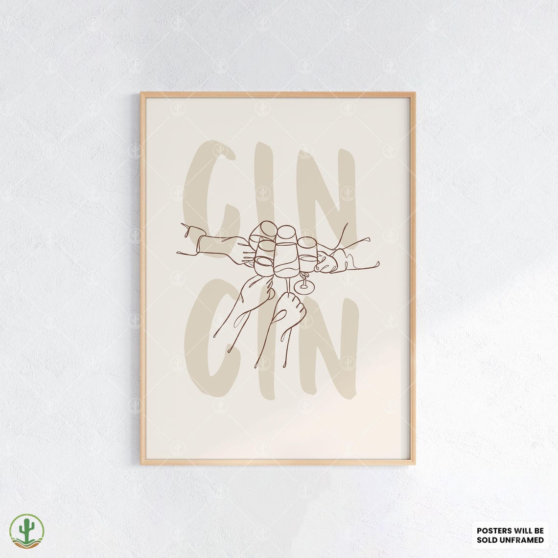 Cin Cin Cheers Line Drawing Toast Minimalist Italian Wine Poster
