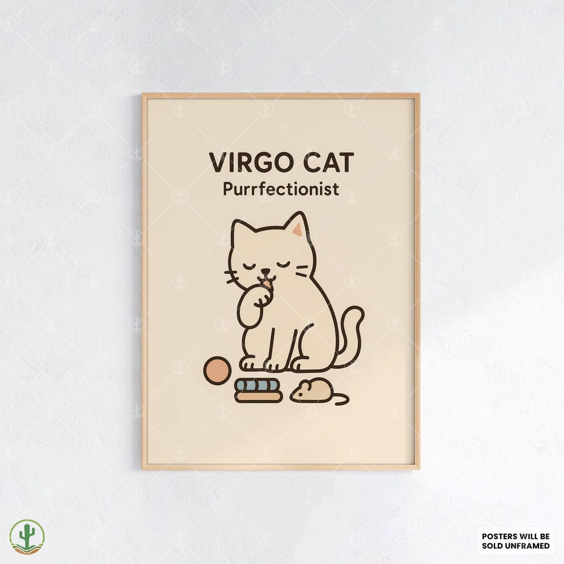 Virgo Cat Zodiac Poster Clean And Clever Astrology Art Print For Detailoriented Lovers Organizers