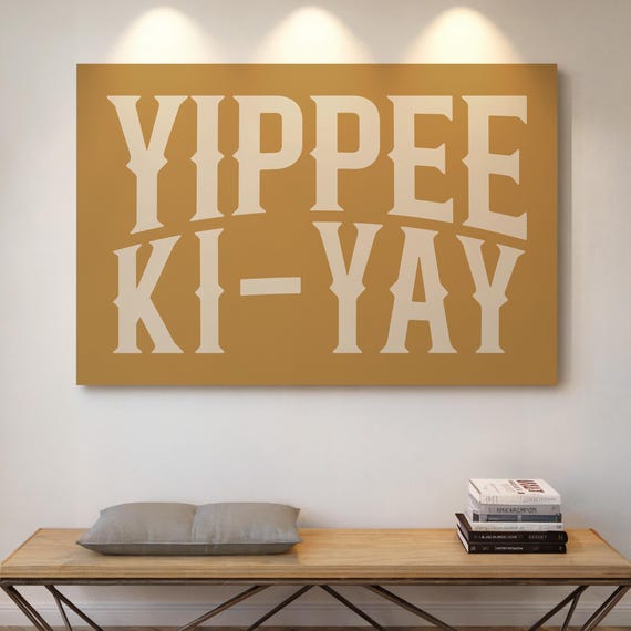 Yippee Kiyay Western Typography Canvas Rustic Cowboy Quote Wall Art For Farmhouse Or Country Home Decor