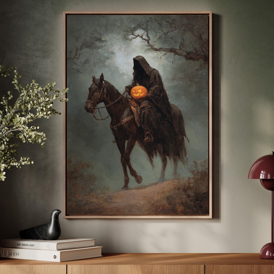 Headless Horseman Riding Dark Horse Halloween Gothic Horror Poster
