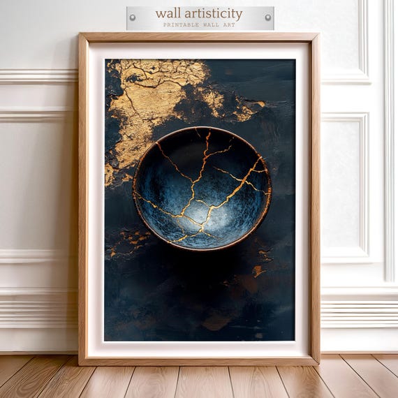 Kintsugi Art Print, Japanese Wabi Sabi Broken Bowl