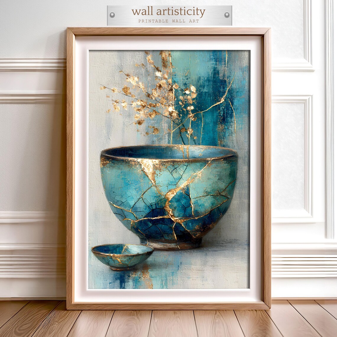 Kintsugi Bowl - Turquoise & Gold Zen Art