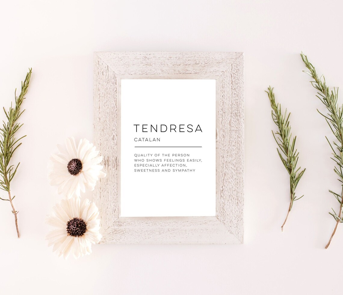 Tendresa Catalan Definition Print Affection Sweetness Sympathy Word Typography