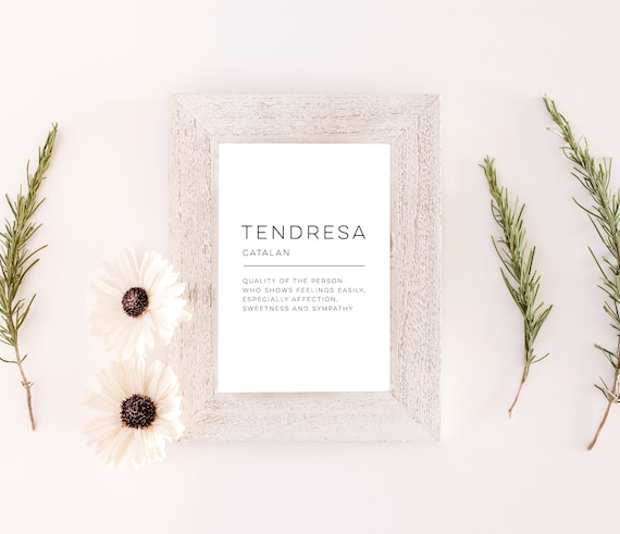 Tendresa Catalan Definition Print Affection Sweetness Sympathy Word Typography