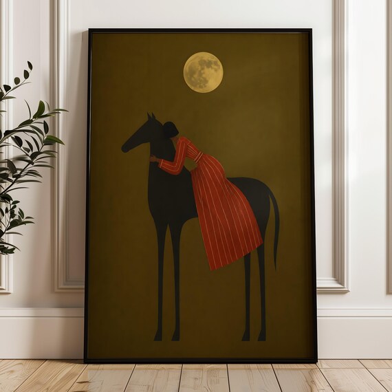Abstract Horse Rider Wall Art Minimalist Print Contemporary Equestrian Poster Digital Download