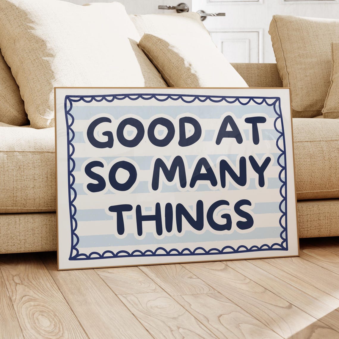 Good At So Many Things Navy Striped Affirmation Quote Dorm Poster