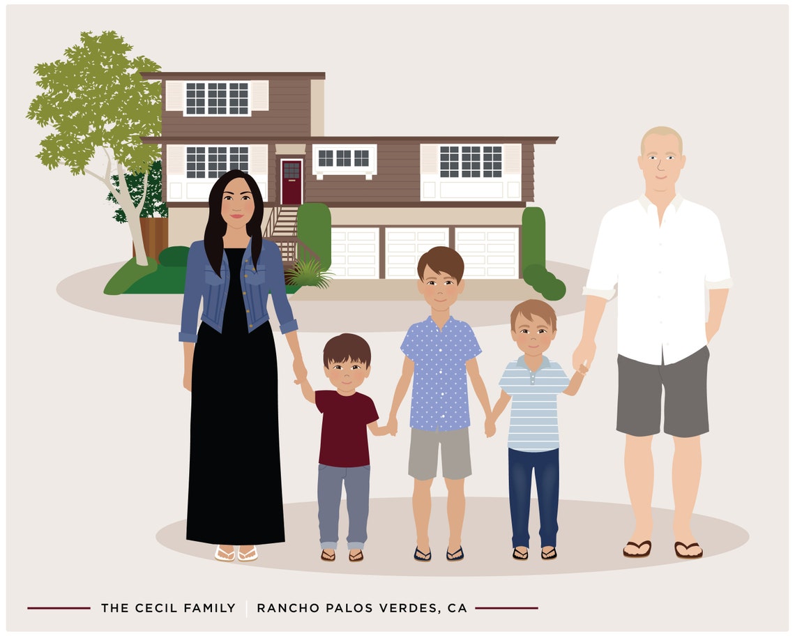 Personalized Family Portrait With Home - Image 5