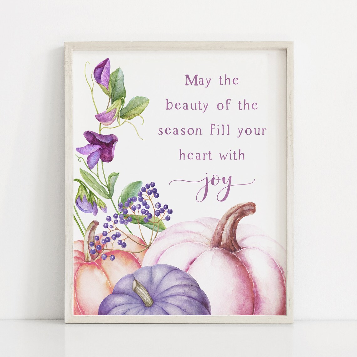 May The Beauty Of The Season Purple Pumpkins Fall Quote Print - Image 3